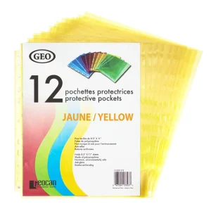 12 Pochettes protectrices jaunes transparentes GEO